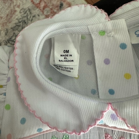 Lulu Bebe smocked bubble Easter Peeps polka dots 0m newborn - Picture 5 of 5